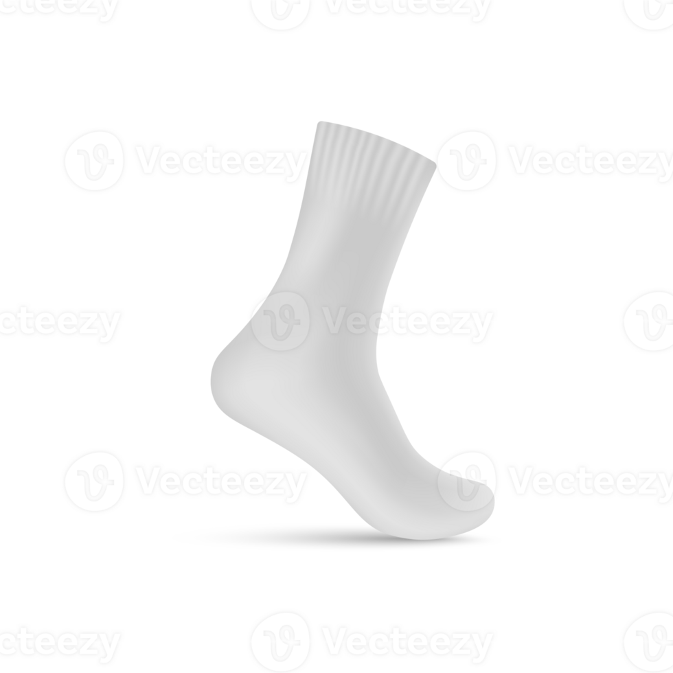 Short blank sock on mannequin leg realistic illustration isolated. png