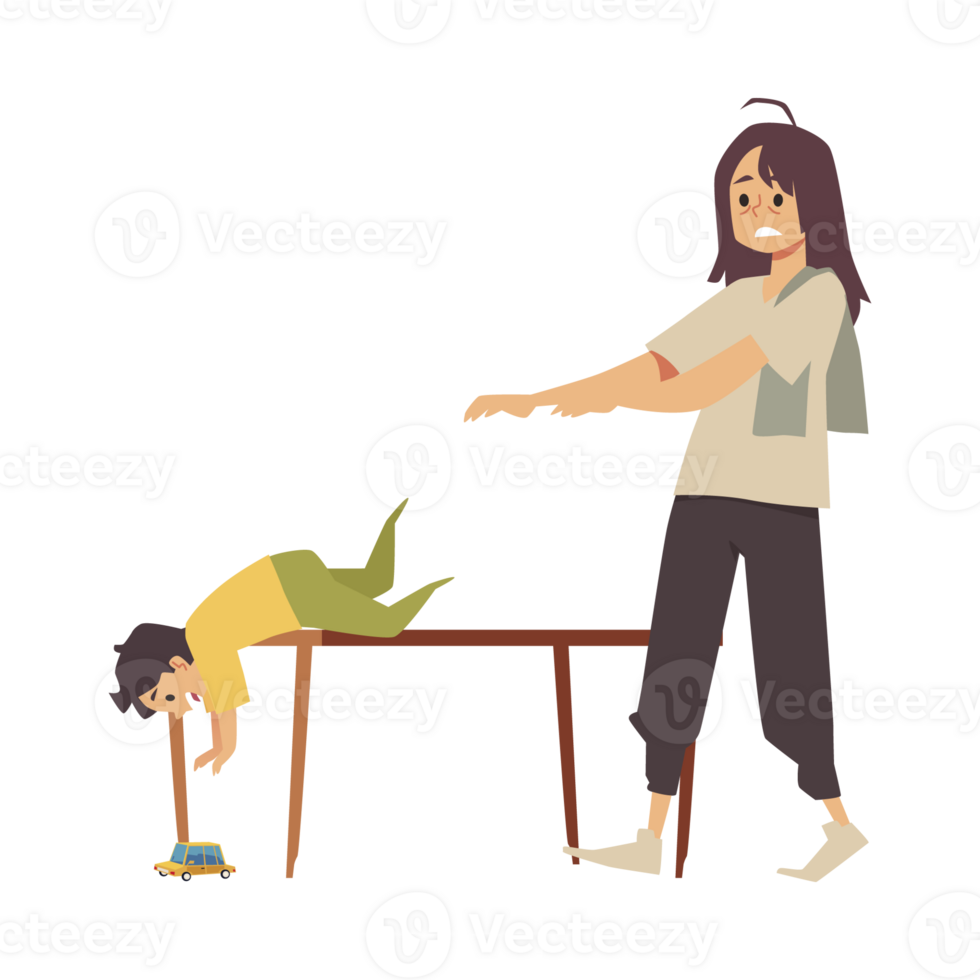 Woman cannot cope with raising a child, flat illustration isolated. png