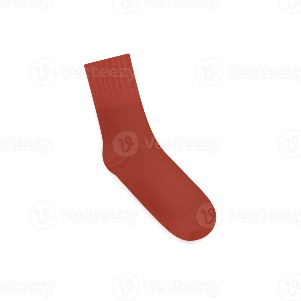 Template of red sock over ankle length, realistic illustration isolated. png
