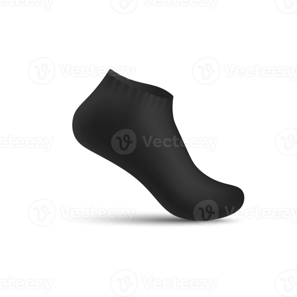 Black realistic sock on invisible leg mockup 3D, illustration png