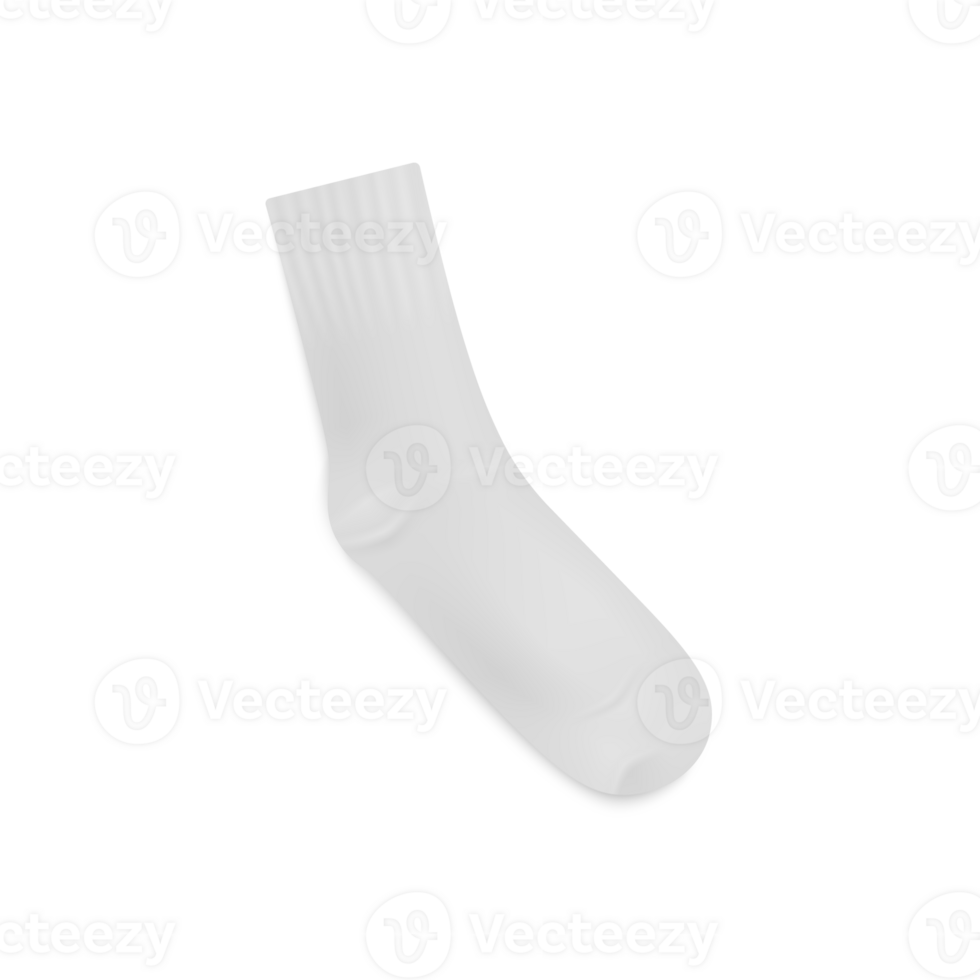 Single sock 3d realistic template illustration isolated on white. png