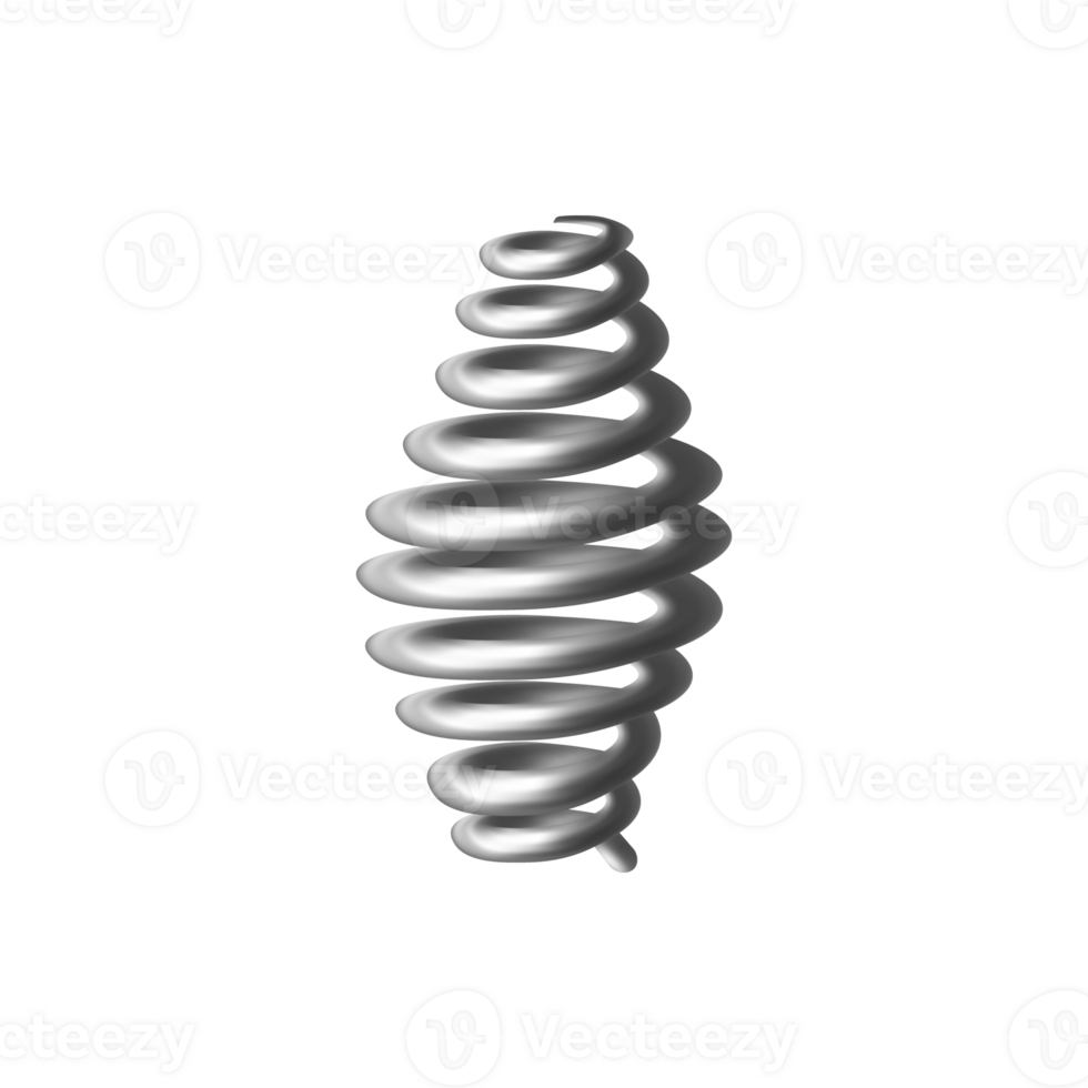Spiral steel spring with compressed edges realistic illustration isolated. png