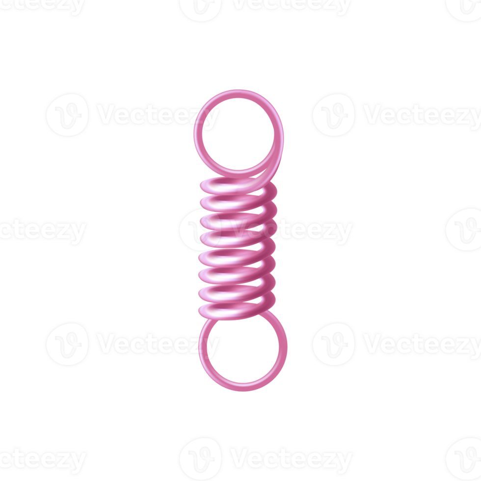 Tensional pink plastic spring or wire 3d realistic icon. Flexible tension spiral coil compressed to narrow cord. png