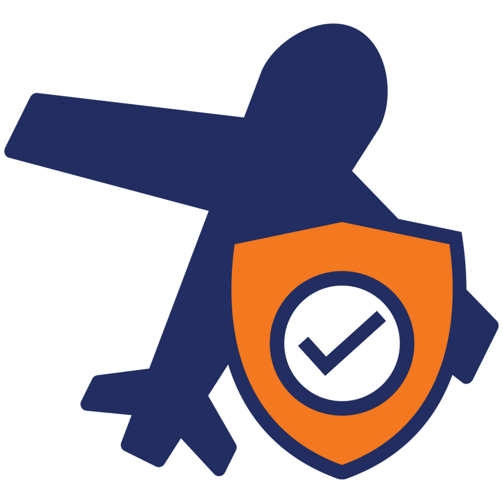 travel plan icon blue and orange insurance flat icon design png
