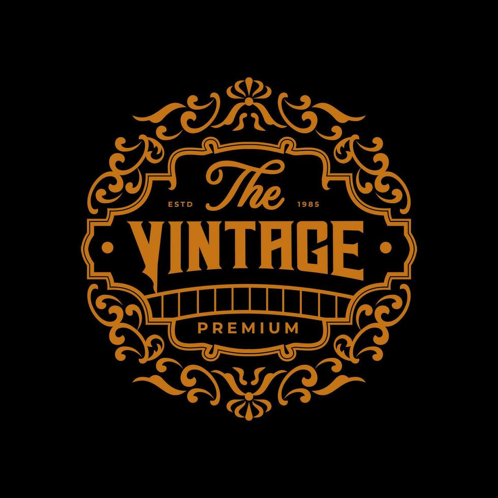 Logo design Badge Design Classic Retro Vintage Style, Vintage Ornament framed logo. Vintage labels. vector