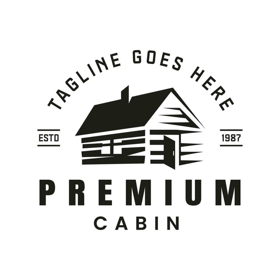 Cabin Wooden Farm Minimalist Vintage Retro Art Logo design inspiration vector