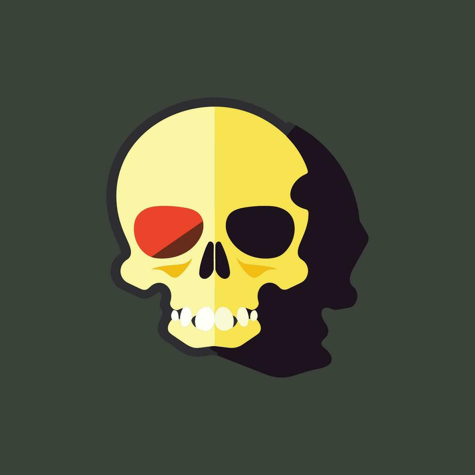 Flat vector illustration of a cartoon skull