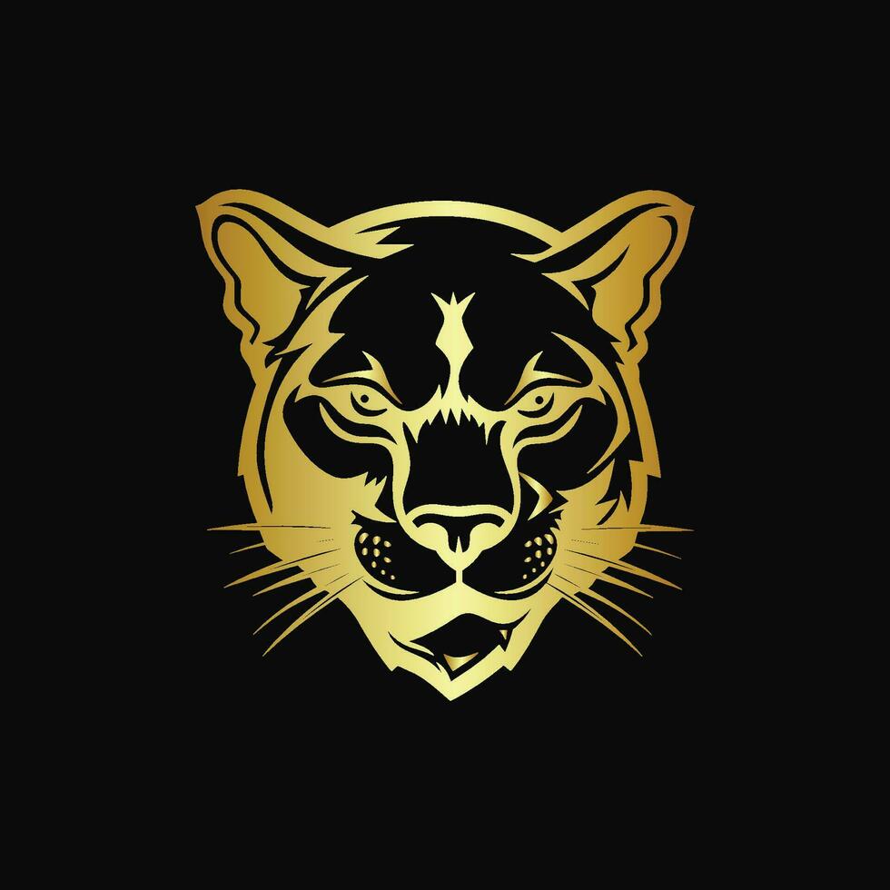 Gold Leopard Head Against Black Background 27189775 Vector Art at Vecteezy