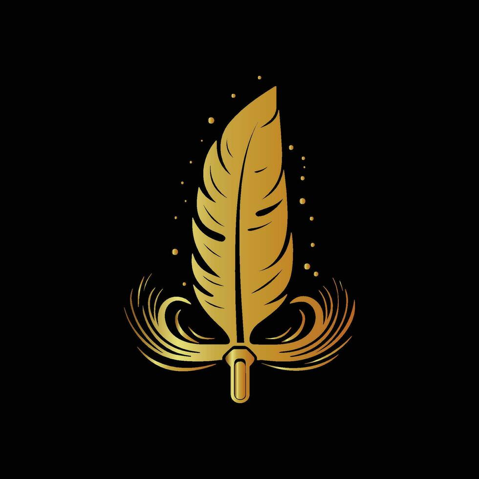 Gold Vector Illustration of a Feather