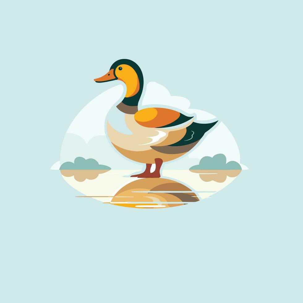 Duck Walking on Water Capturing the Graceful Movement vector