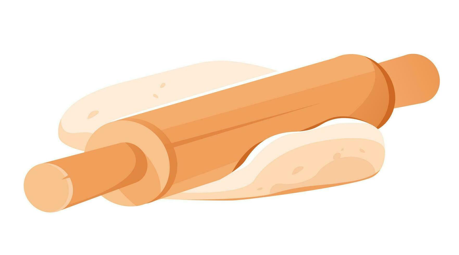 Rolling pin with dough. Homemade cakes. Cartoon flat vector illustration.