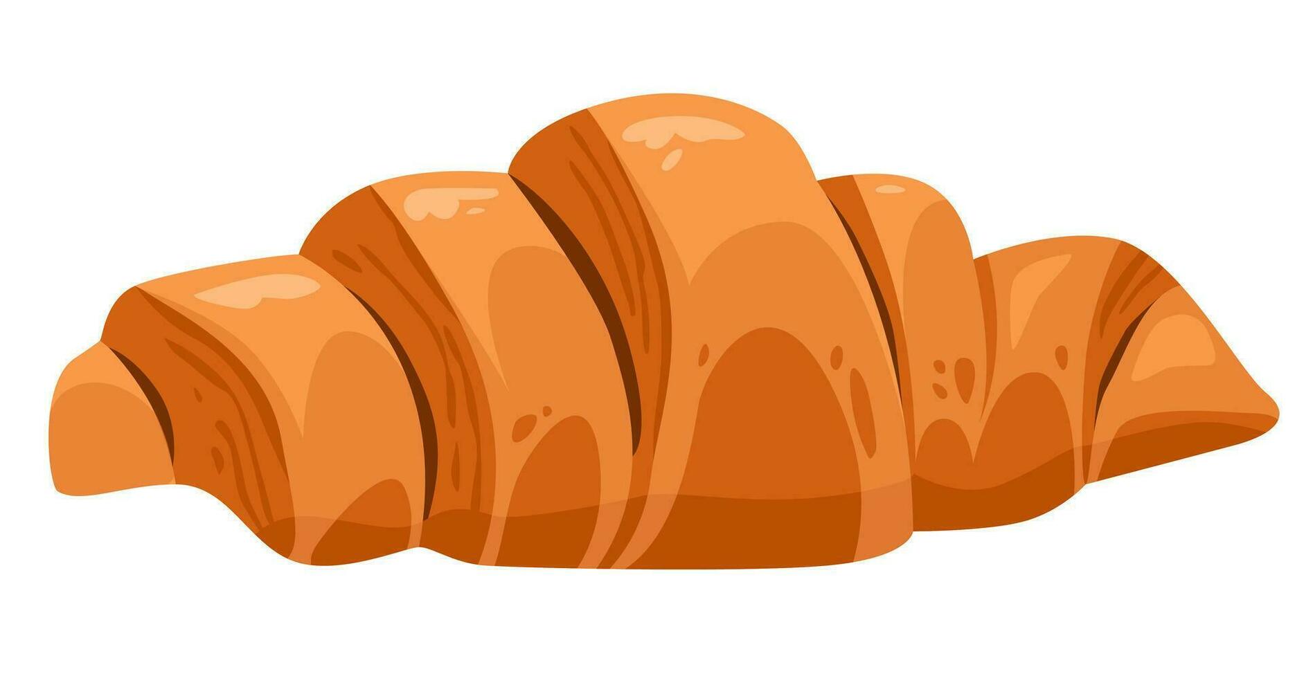 A bun with stuffing. Croissant. Homemade cakes. Cartoon vector illustration.