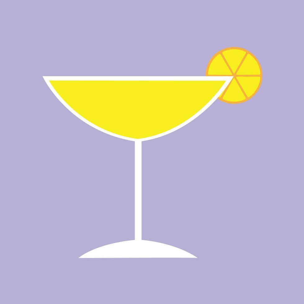 the small glass with yellow-orange ice object - refreshing and vibrant. vector