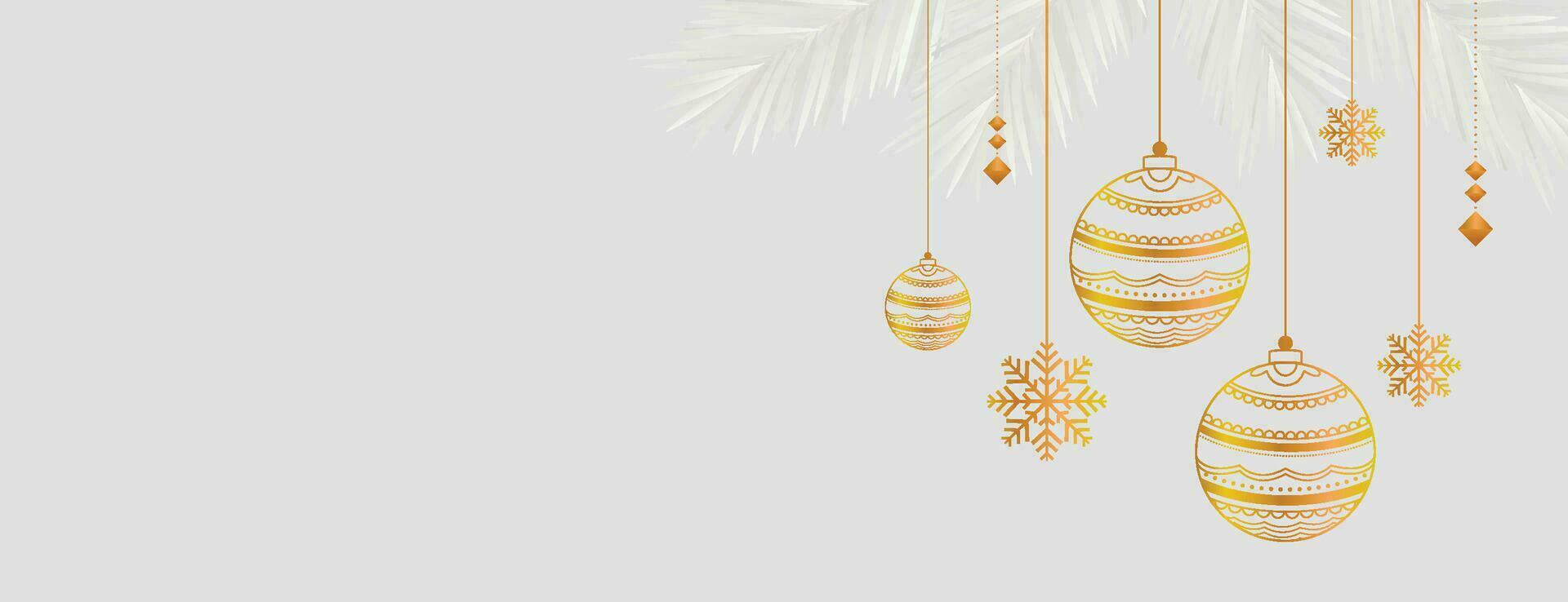 Christmas background. Xmas design decorative ornaments, white bauble balls, silver gift boxes, gold round beads. New Year's pattern of decorative realistic objects. Festive light composition vector