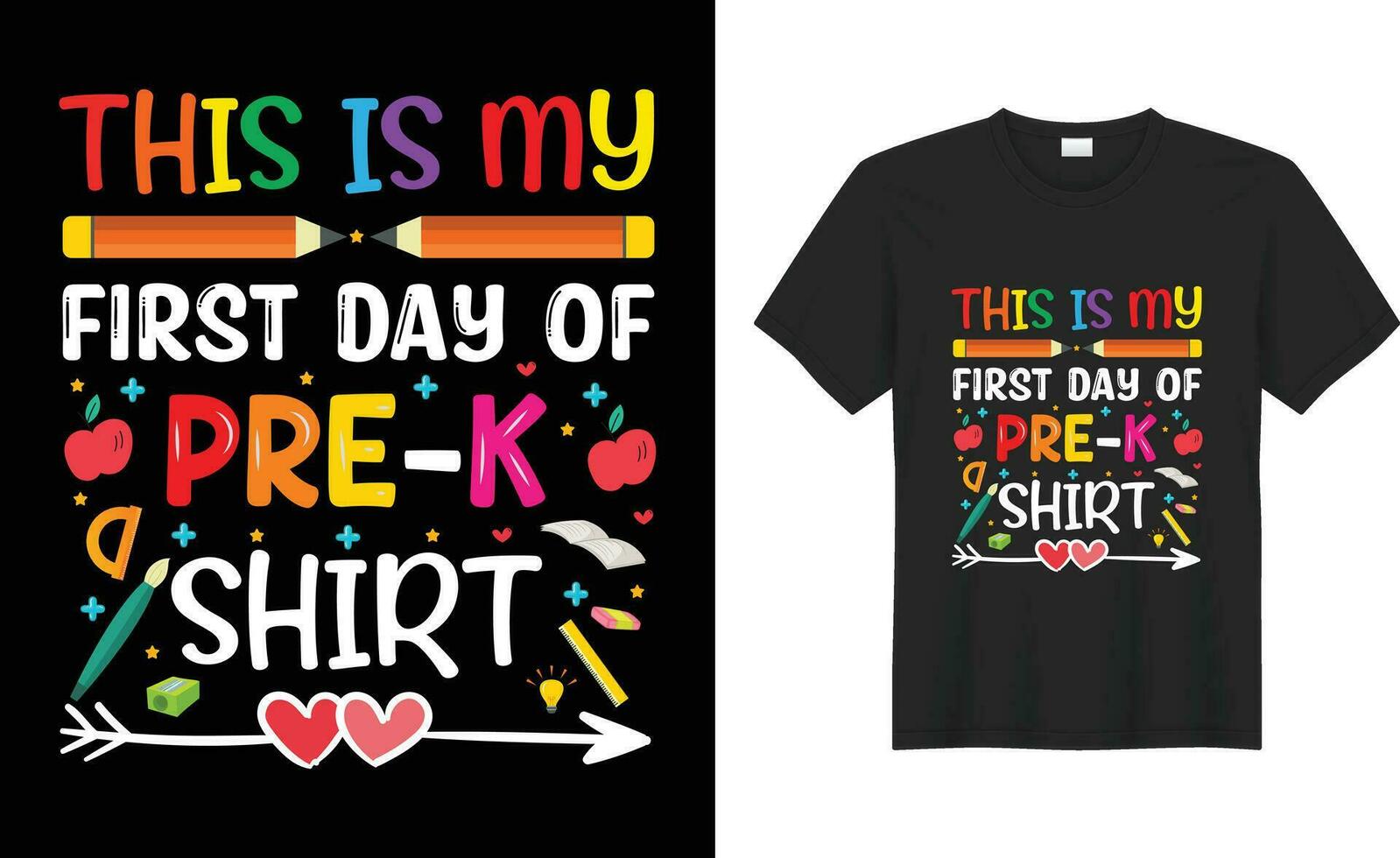 Happy 100th day of school typography t-shirt Design print ready vector template. This is my first day of pre-k shirt