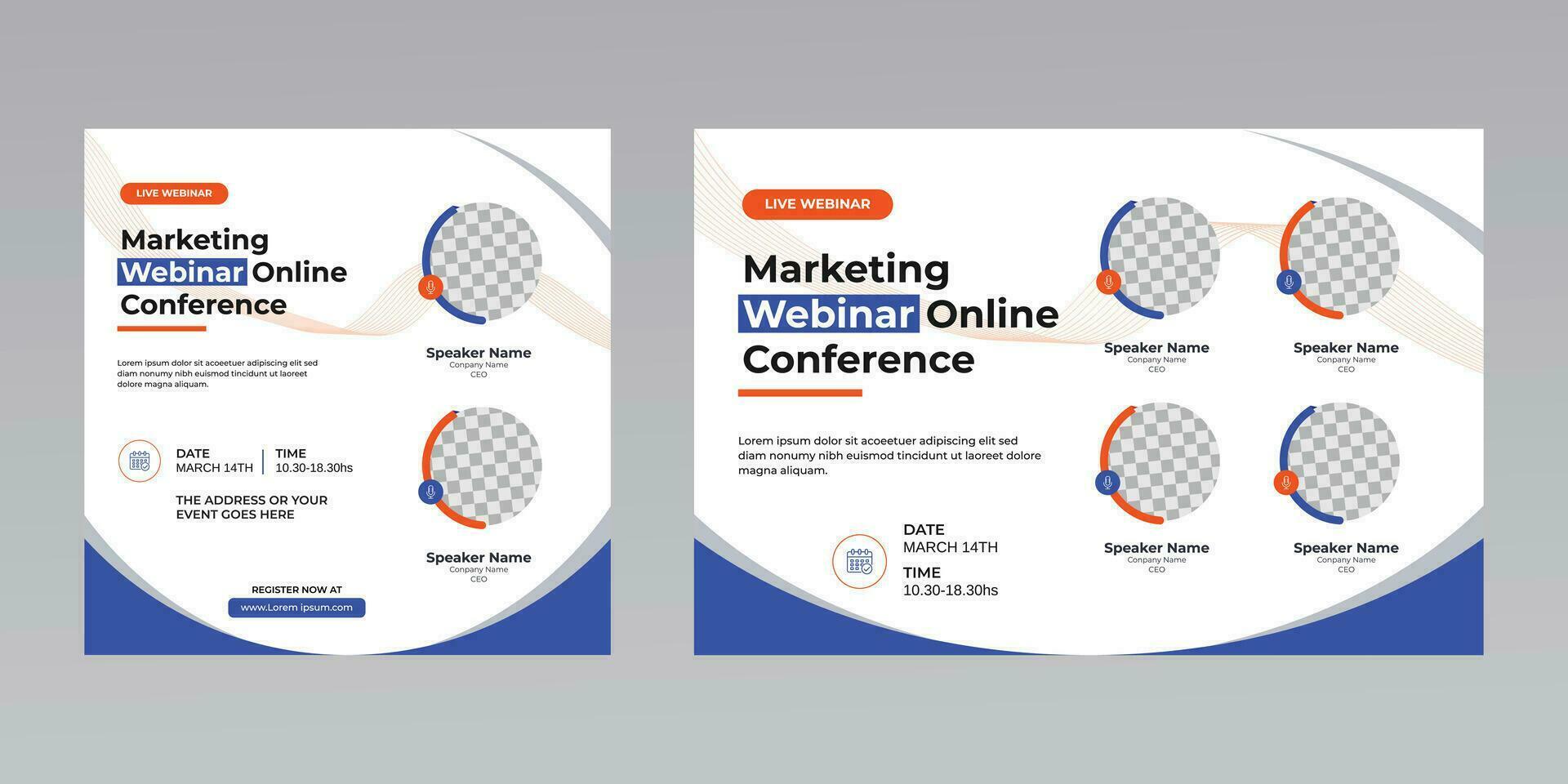 modern horizontal business conference live webinar banner invitation social media post flyer template. vector