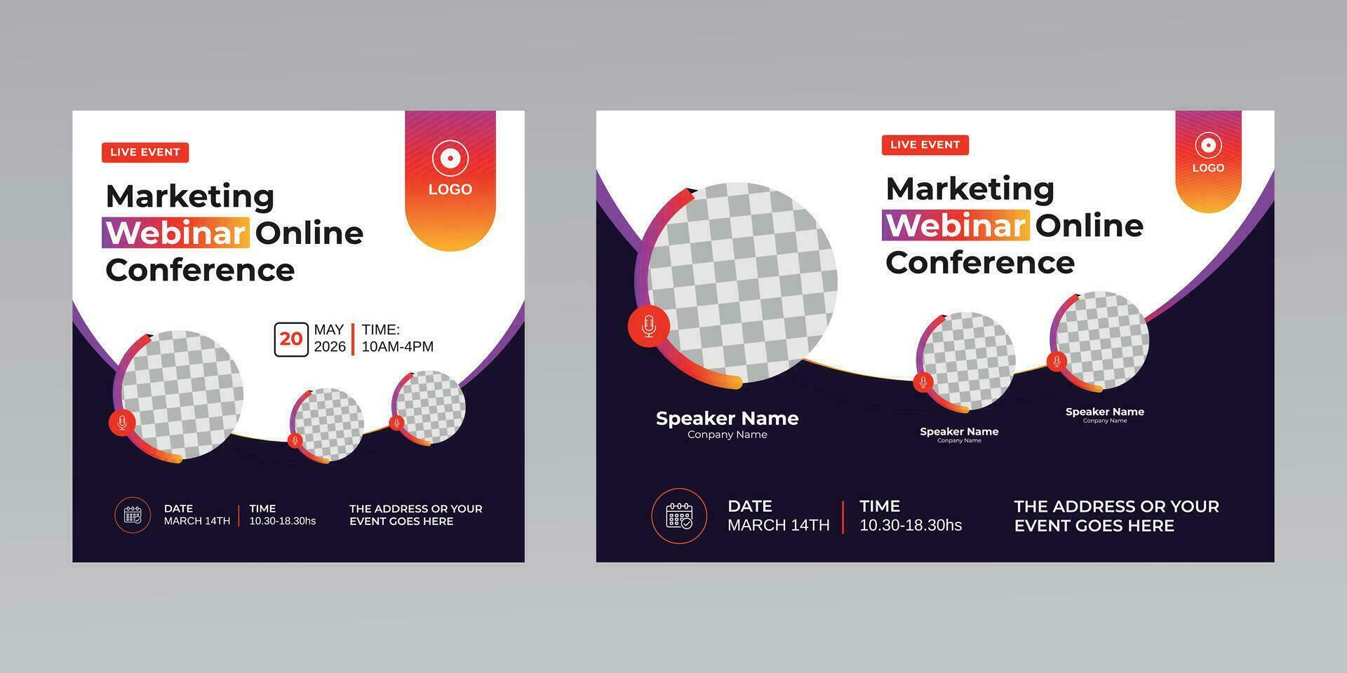 modern horizontal business conference live webinar banner invitation social media post flyer template. vector