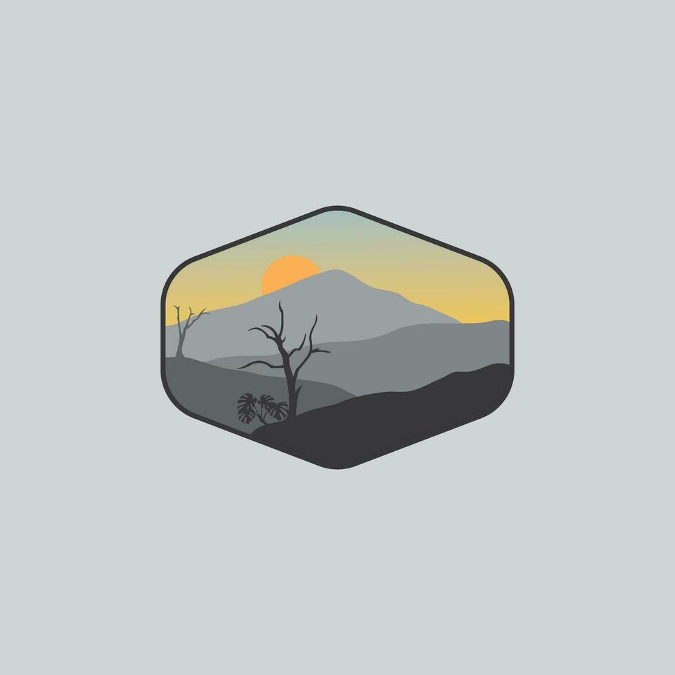 Mountain and forest illustration with minimalistic design. vector
