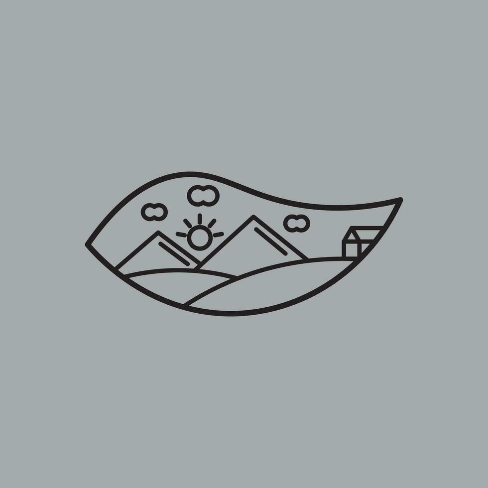 Mountain and forest illustration with minimalistic design. vector