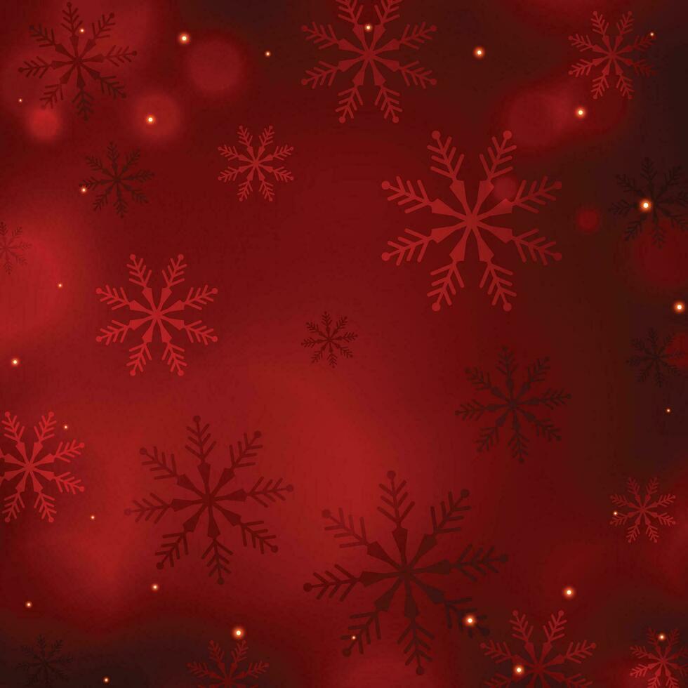 Red winter card with snowflakes. Vector paper illustration.