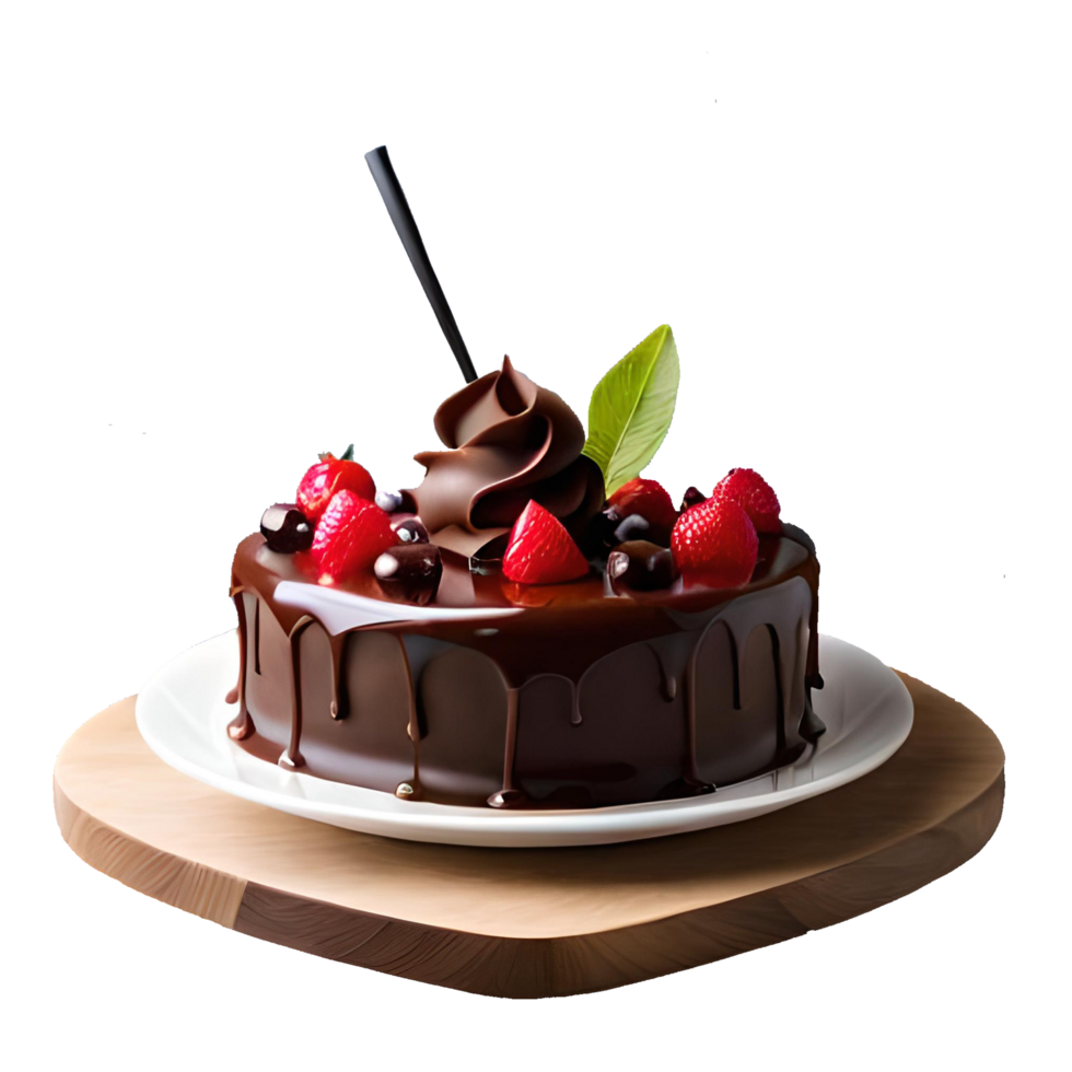 chocolate cake with cherries generative with AI png