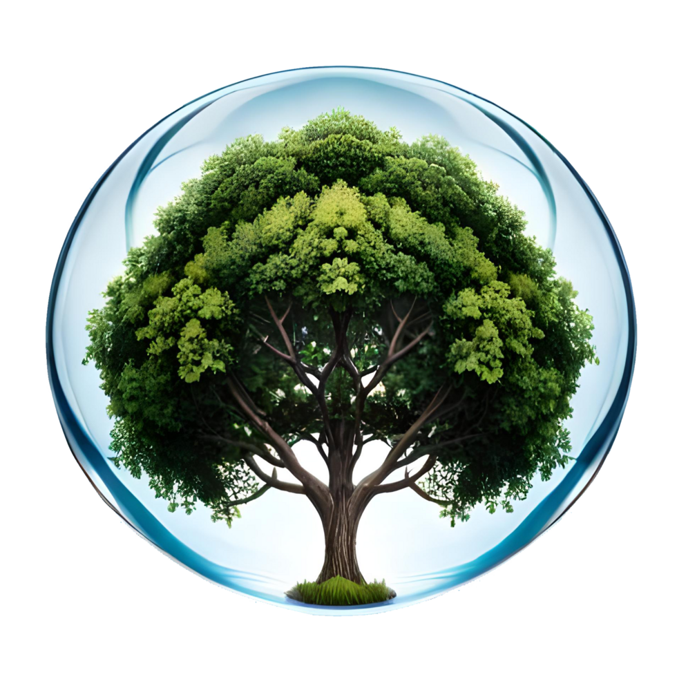 Majestic Tree in a water drop generative with AI png