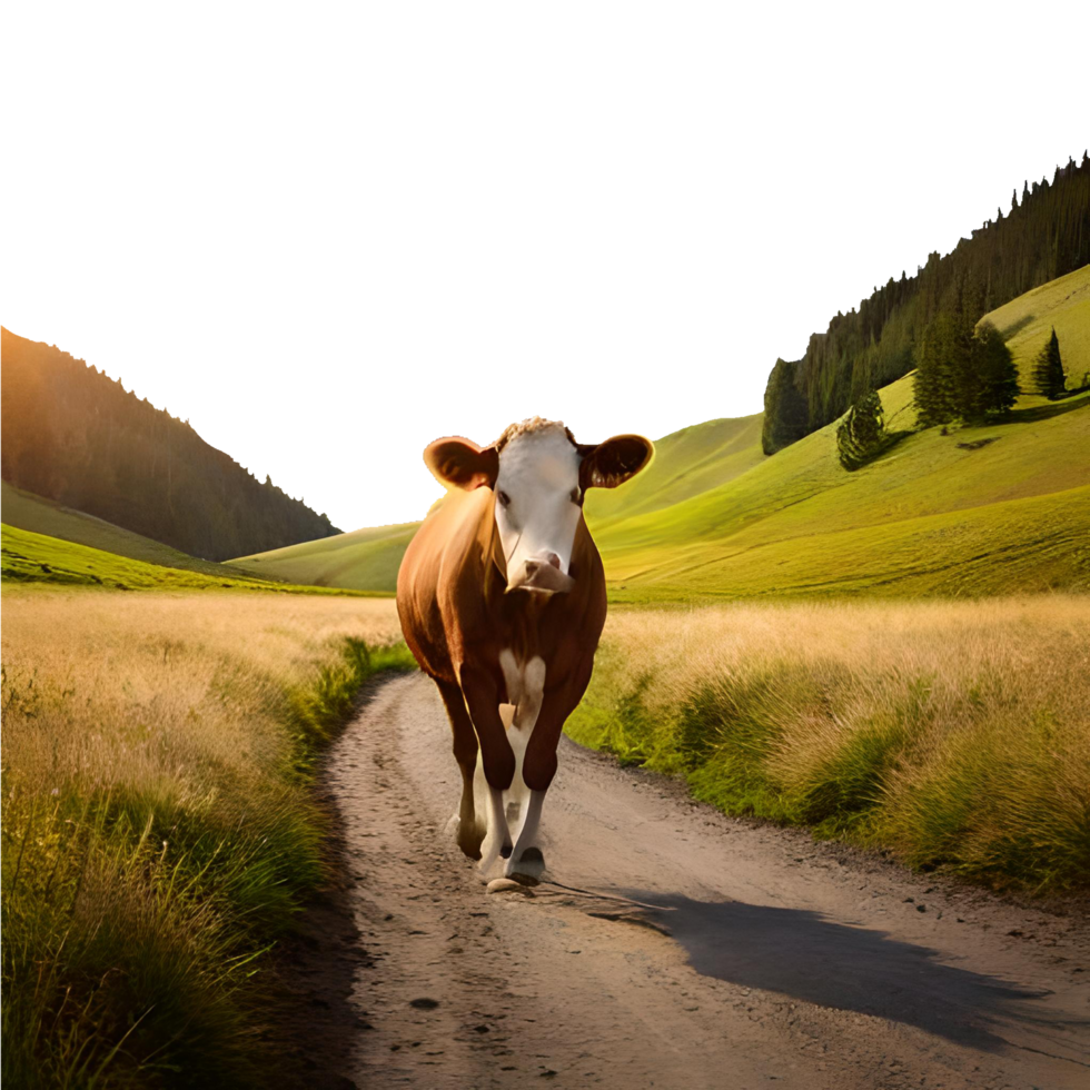 Majestic Cow in the Countryside generative with AI png