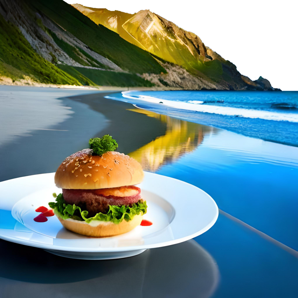 unhygenic food near beautiful landscape generative with AI png