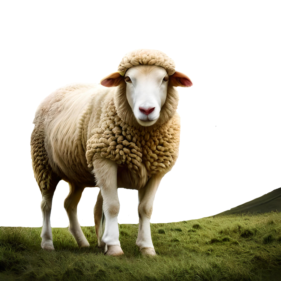 Fluffy White Sheep on a Green Meadow generative with AI png