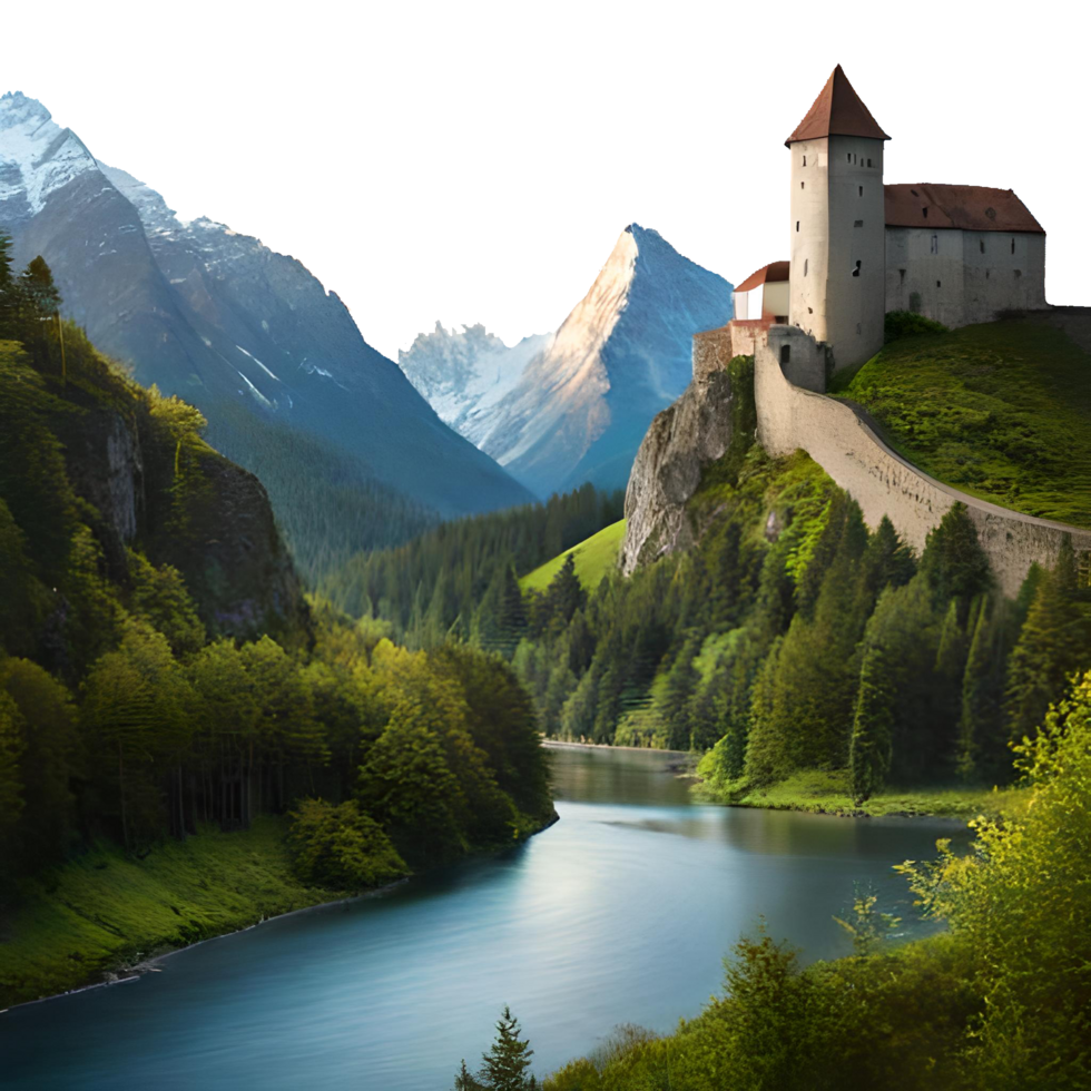 Serene Mountain House generative with AI 27190481 PNG