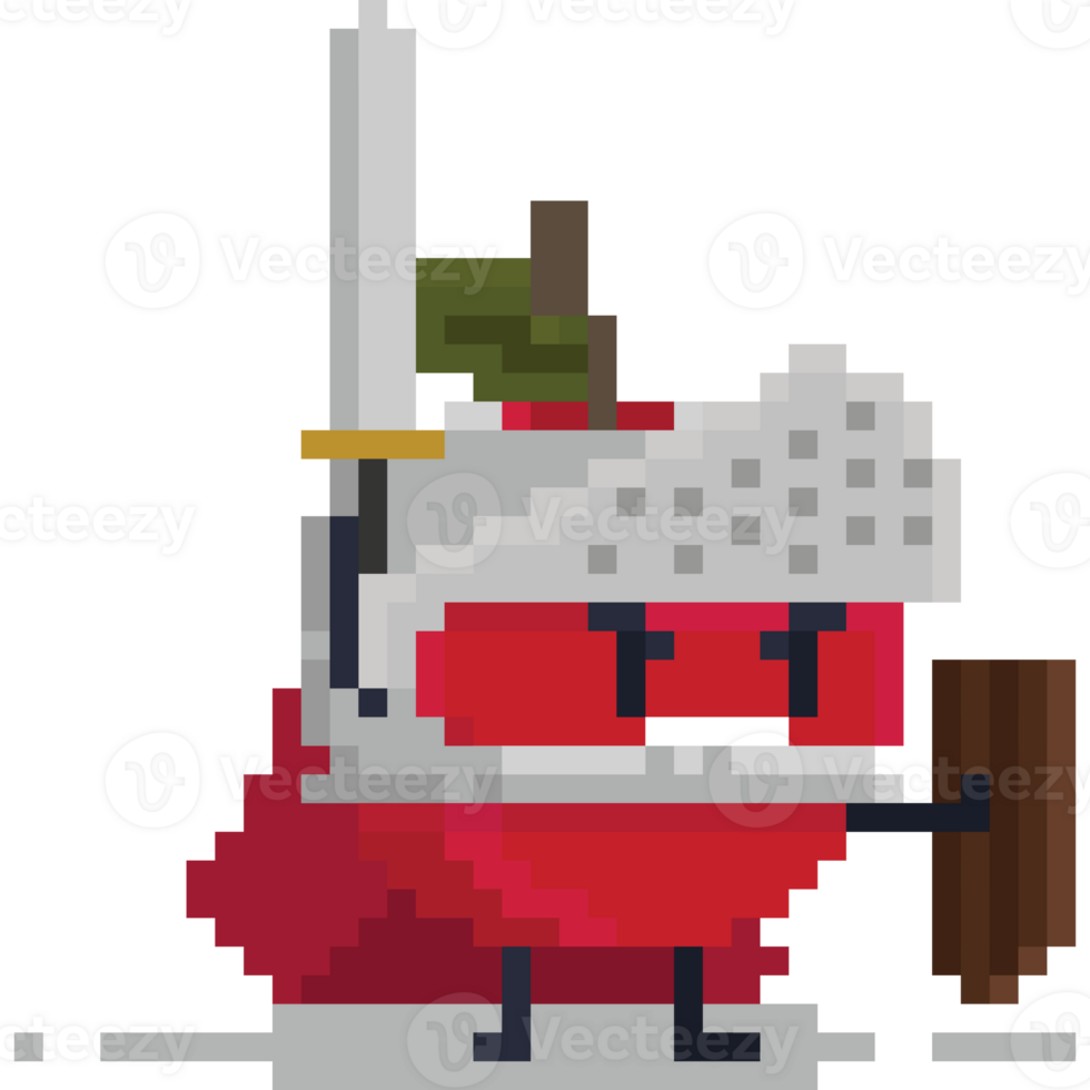 Pixel art apple knight character png