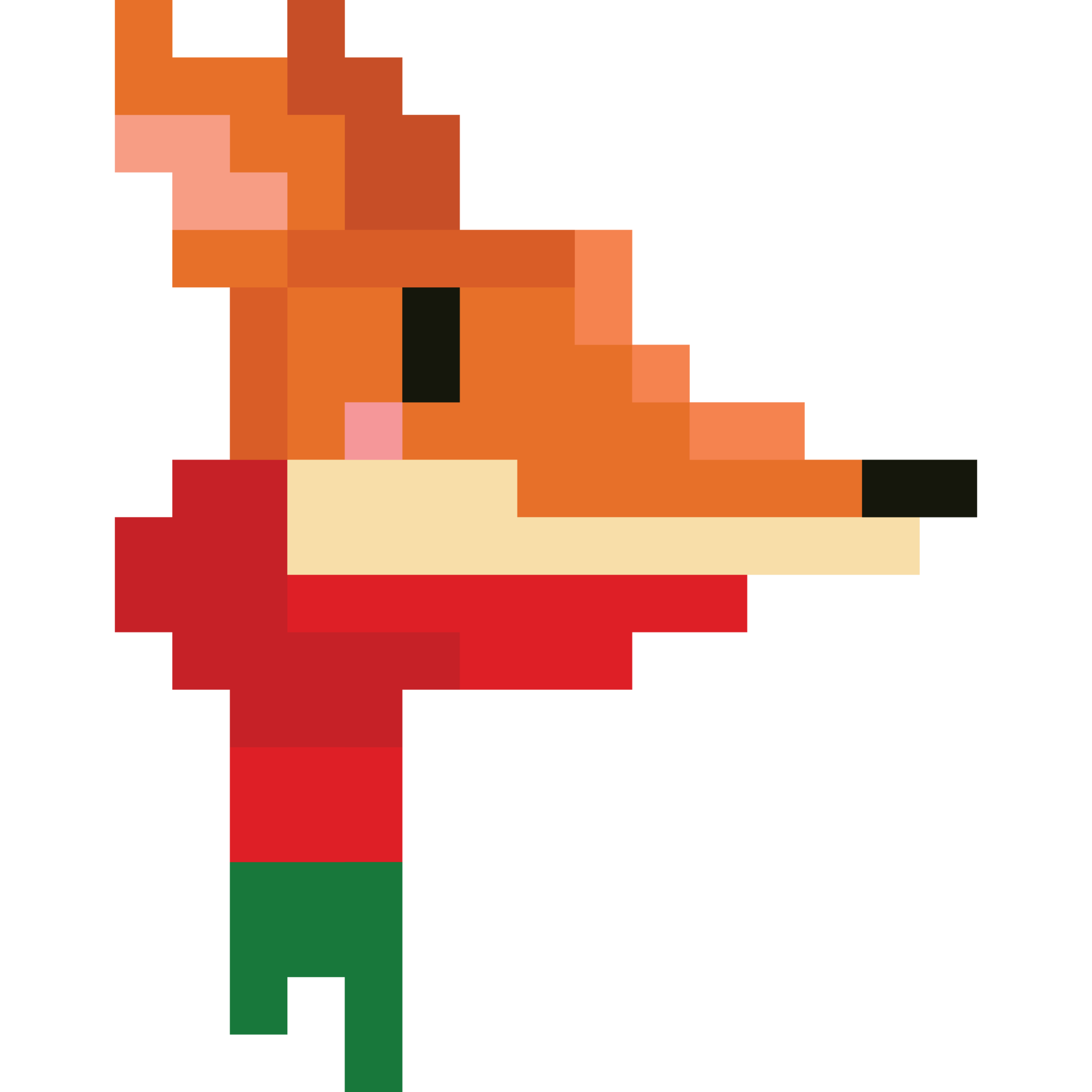 Pixel art fox head with red scarf 27190584 PNG