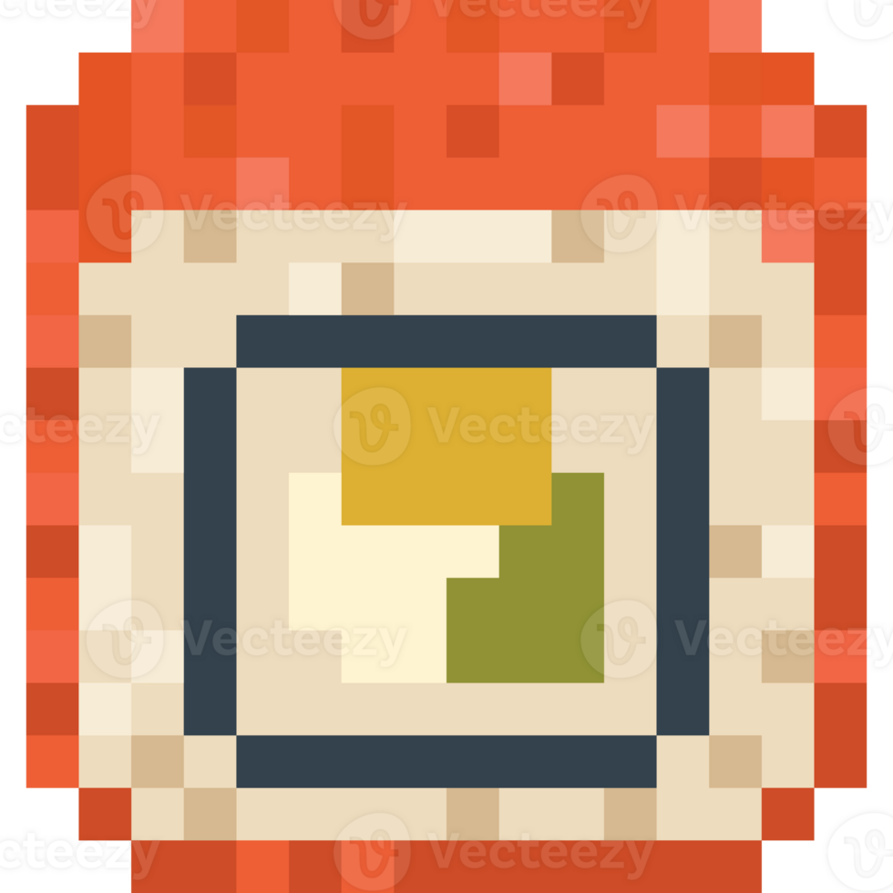 Pixel art salmon roll sushi png