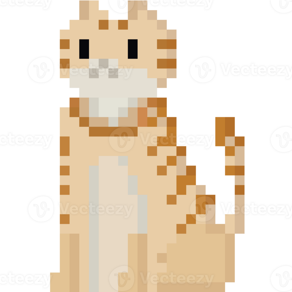 Pixel art sitting ginger cat character 27190639 PNG