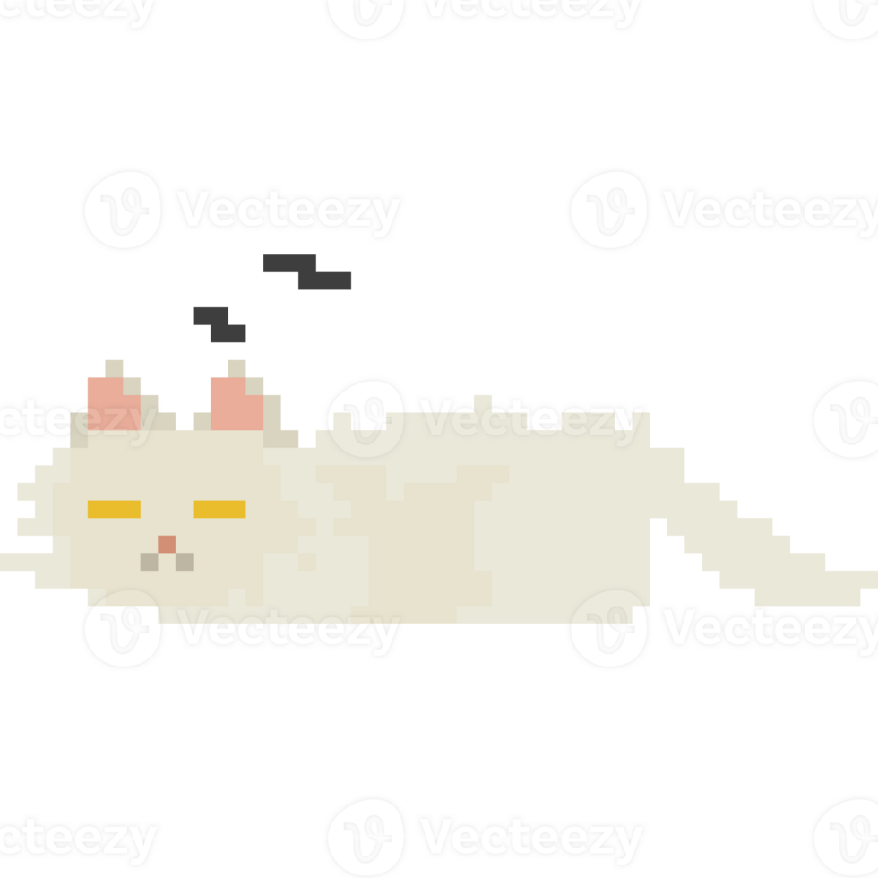 Pixel art sleeping persain cat png