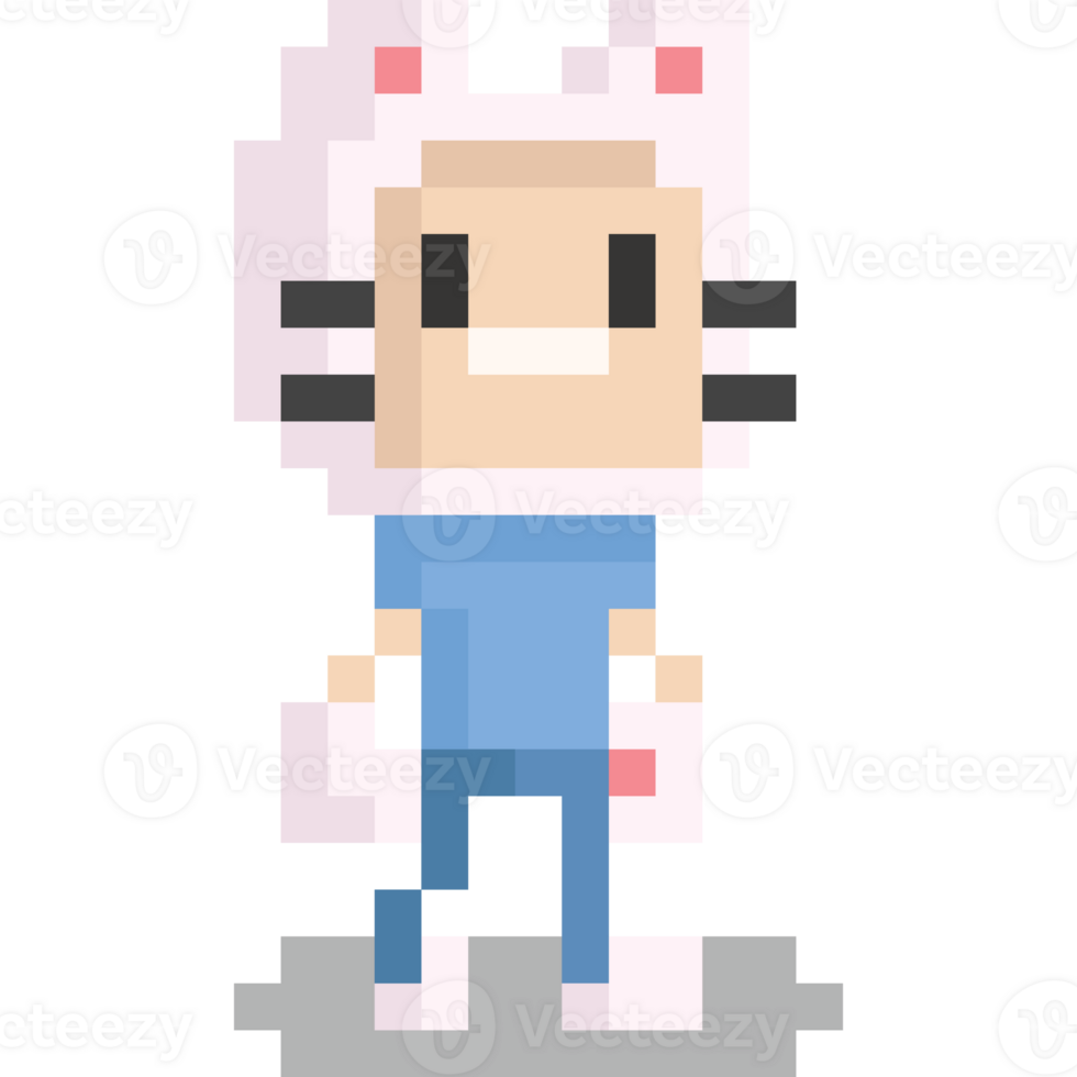 pixel cartone animato gatto ragazzo personaggio png