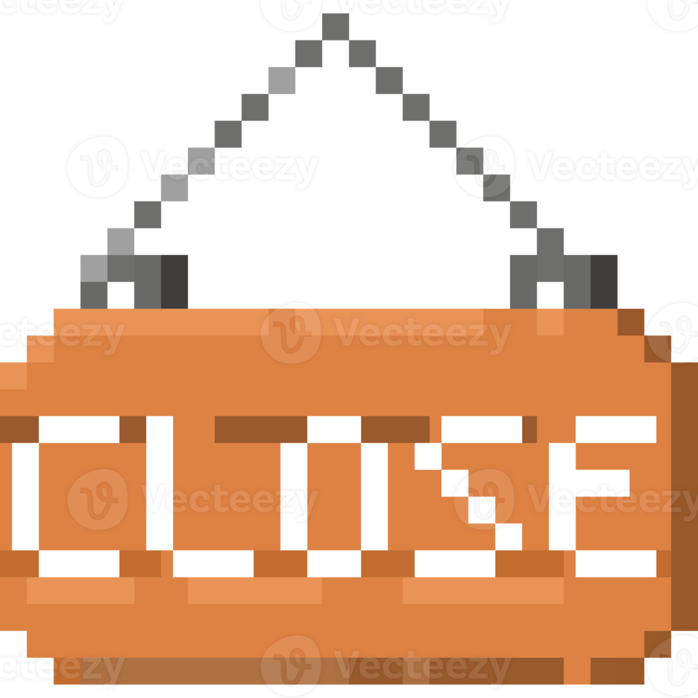 Pixel art wood sign plate with close text png