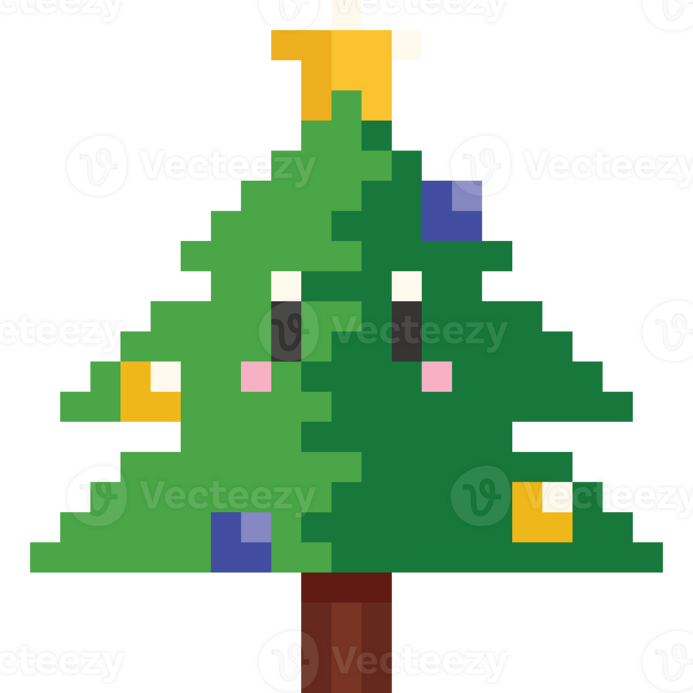 Pixel art cartoon christmas tree png