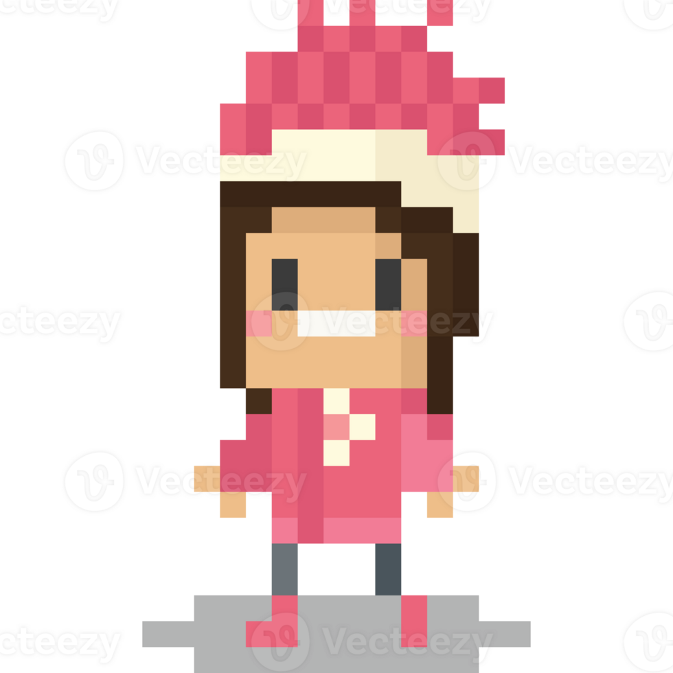 Pixel art the girl character in winter costume png