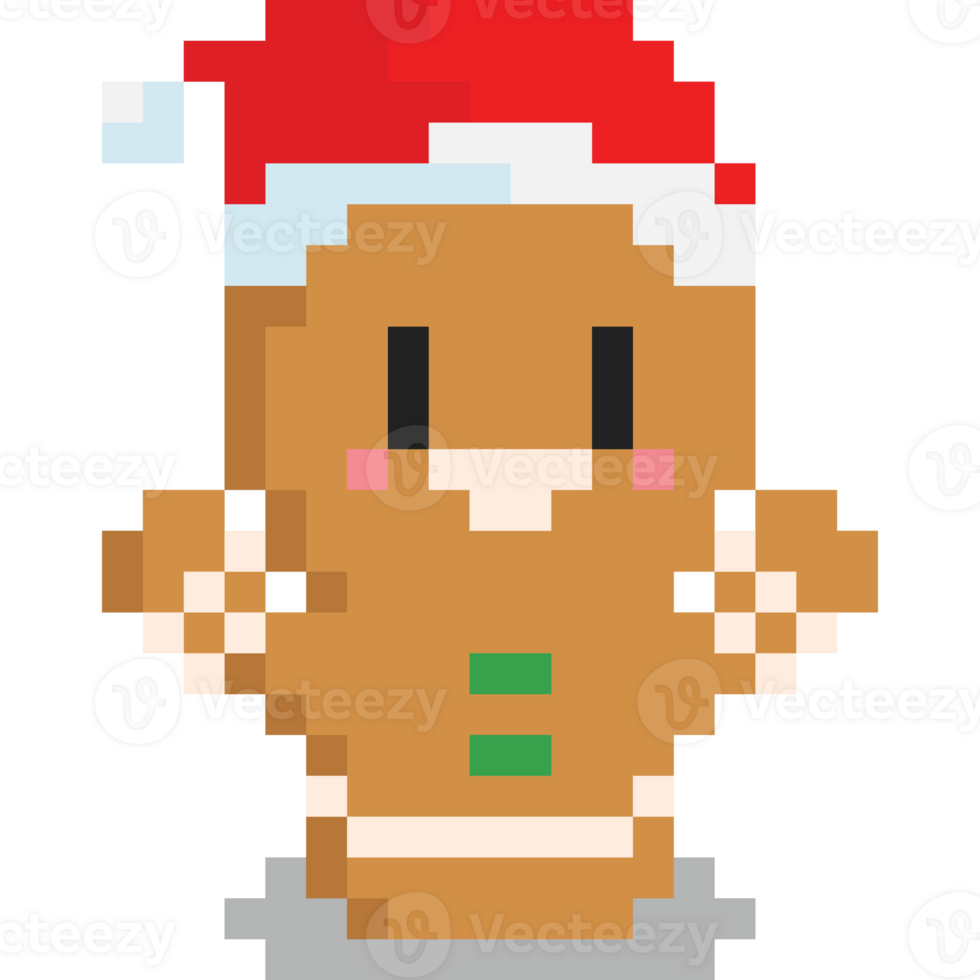 Pixel art cartoon ginger bread rocking doll character png