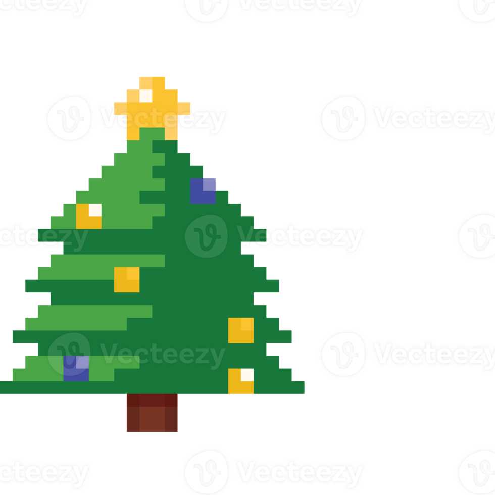 Pixel art christmas tree with speech balloon png