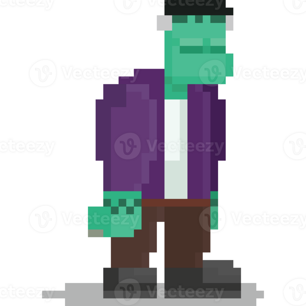 Pixel art franstein monster character png