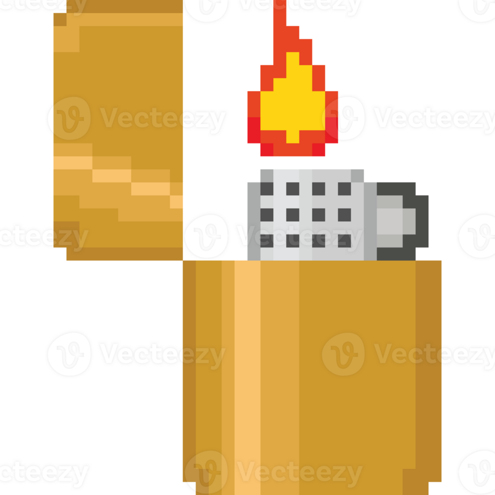 Pixel art gold lighter icon png