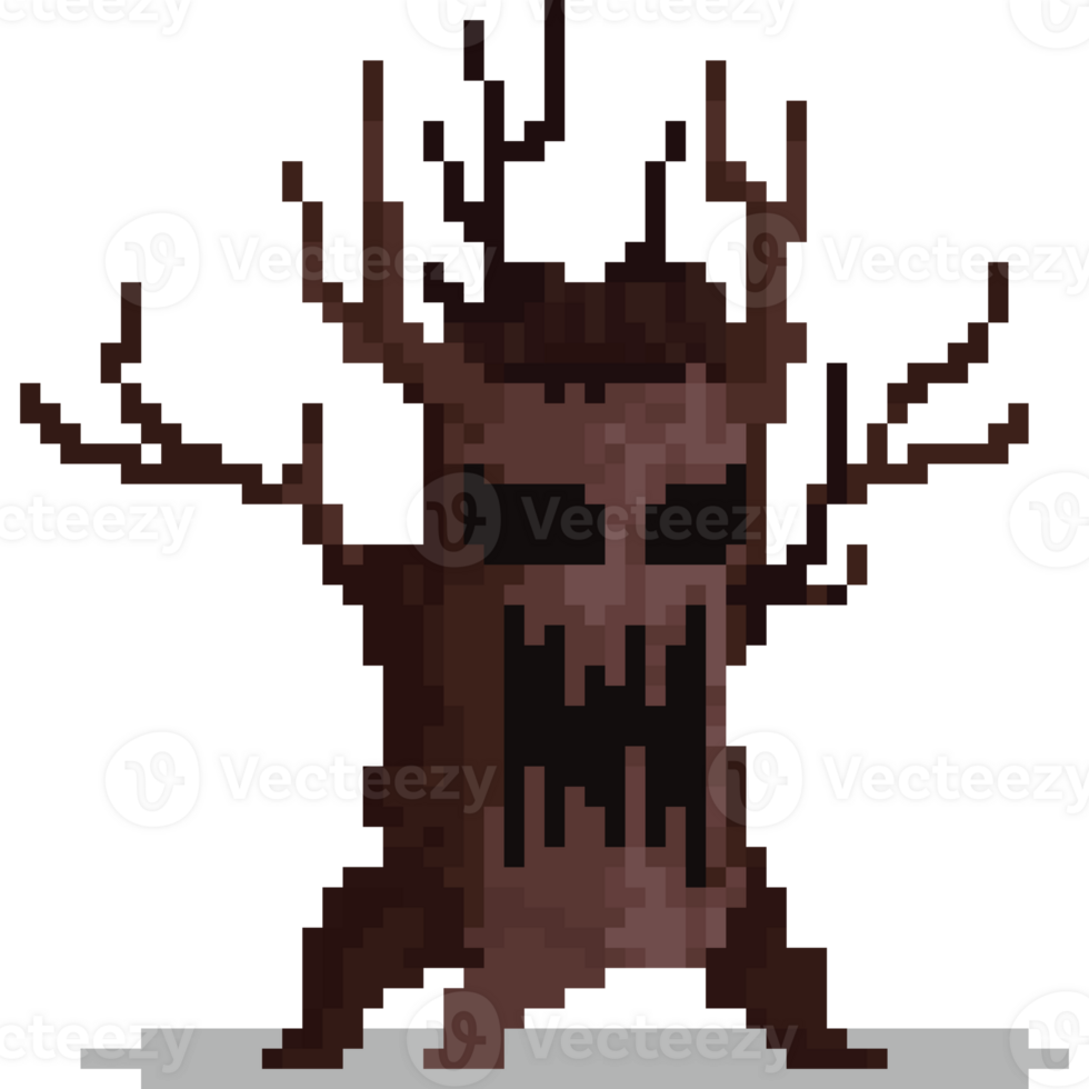 Pixel art halloween ghost tree character 2 png
