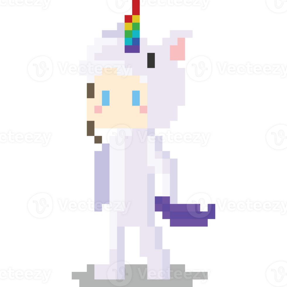 Pixel art halloween unicorn cosplay character png