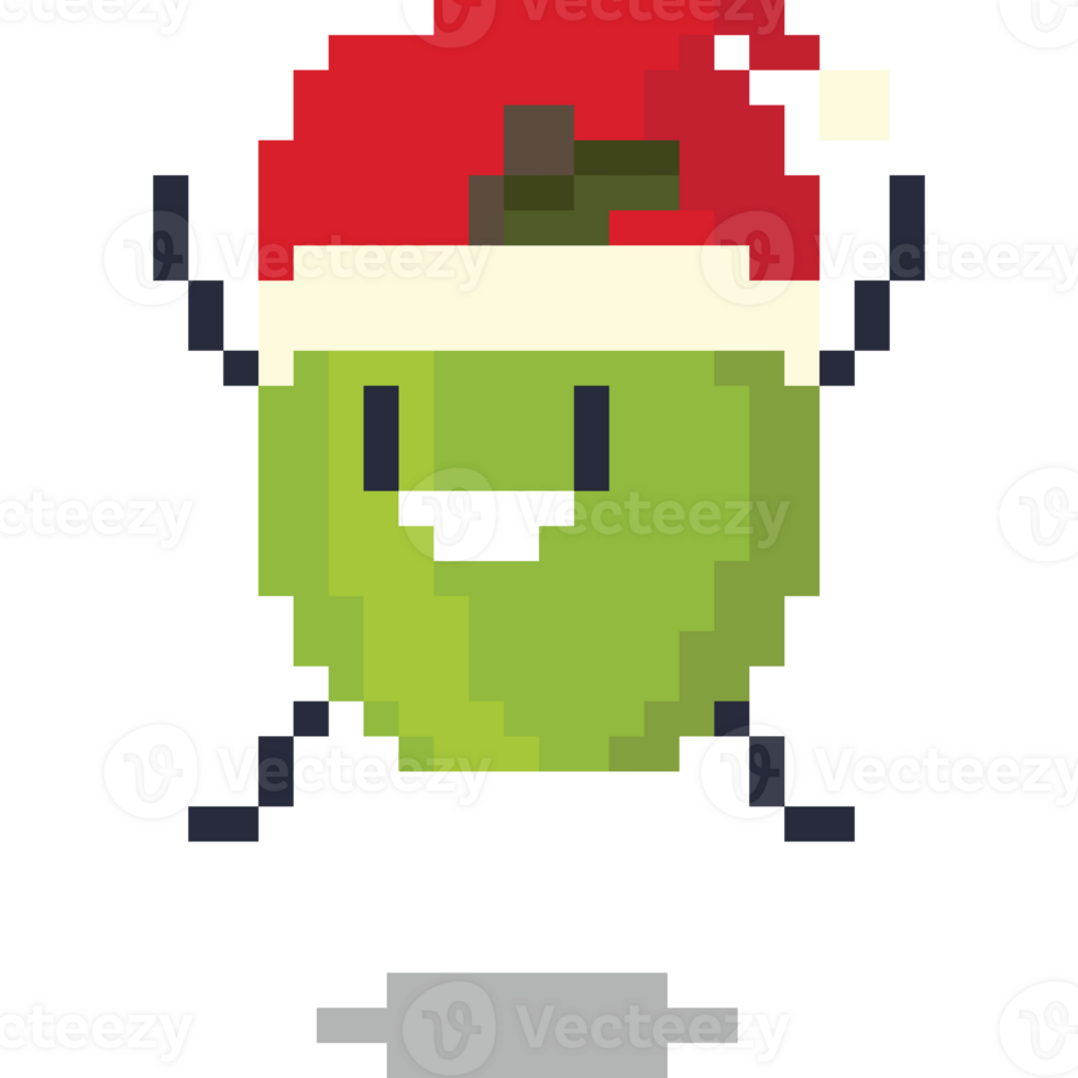 Pixel art happy christmas apple character png