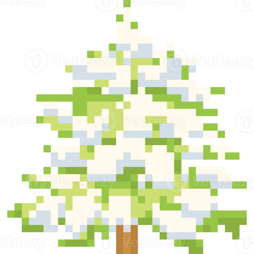 Pixel art snowy pine tree 7 png
