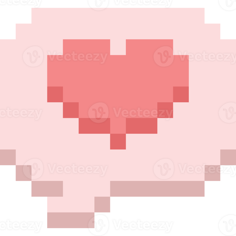 Pixel art valentine heart on speech balloon png