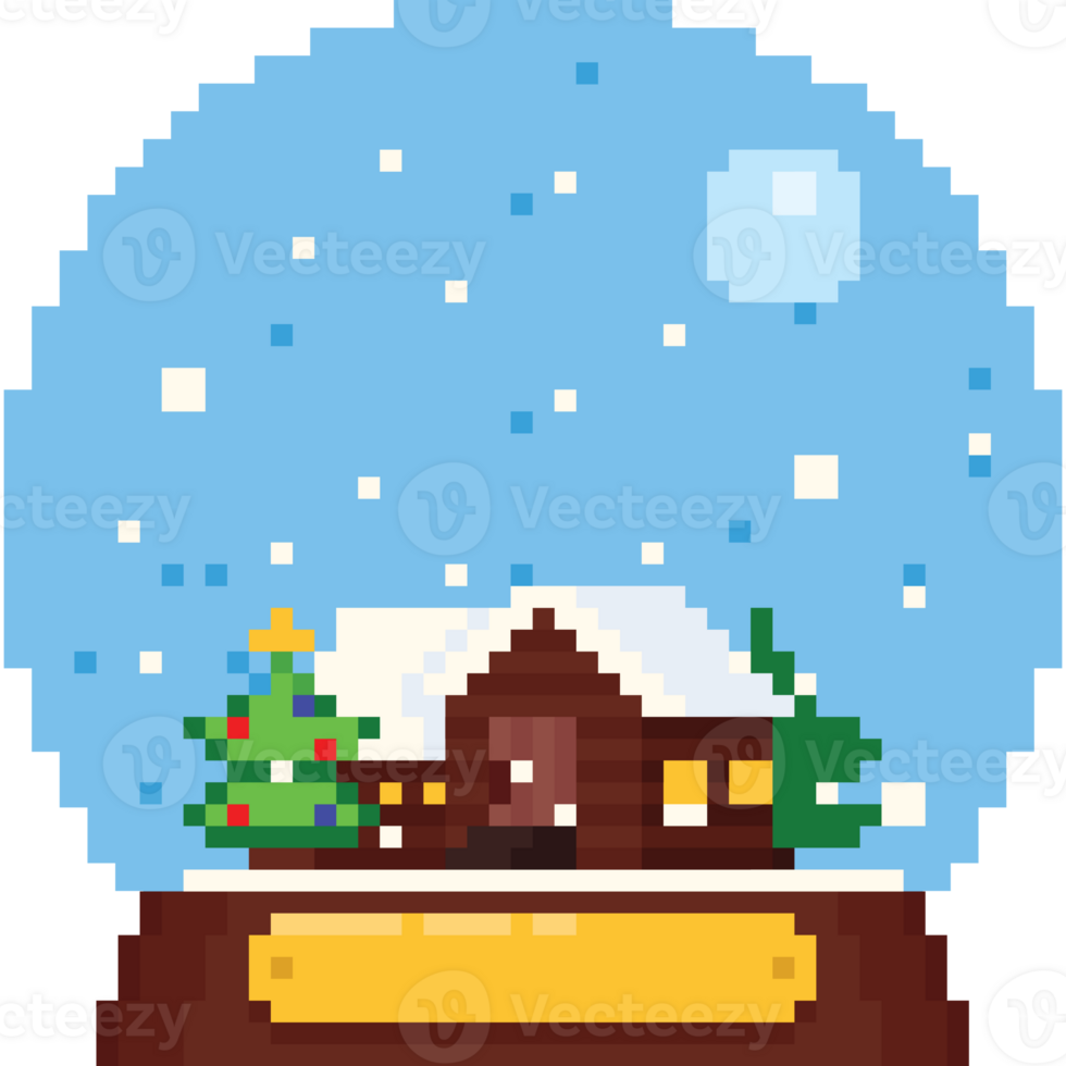 pixel art hiver cabine dans le cristal Balle png