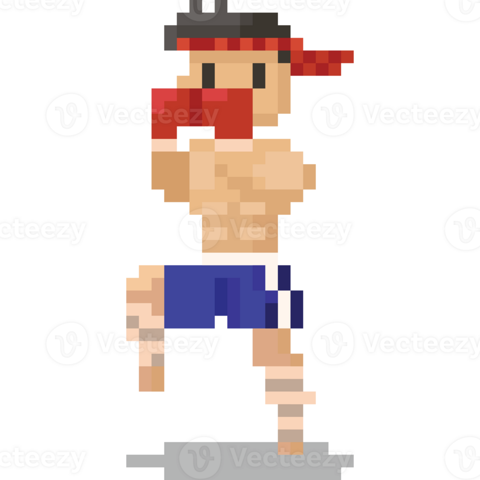 Pixel art kick boxer character 2 png